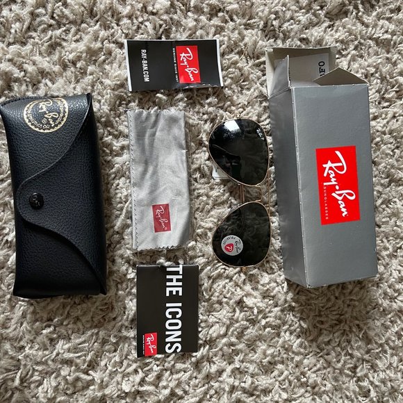 Ray-Ban RB3025 Aviator Arista Green Polarized Sunglasses - Picture 4 of 7